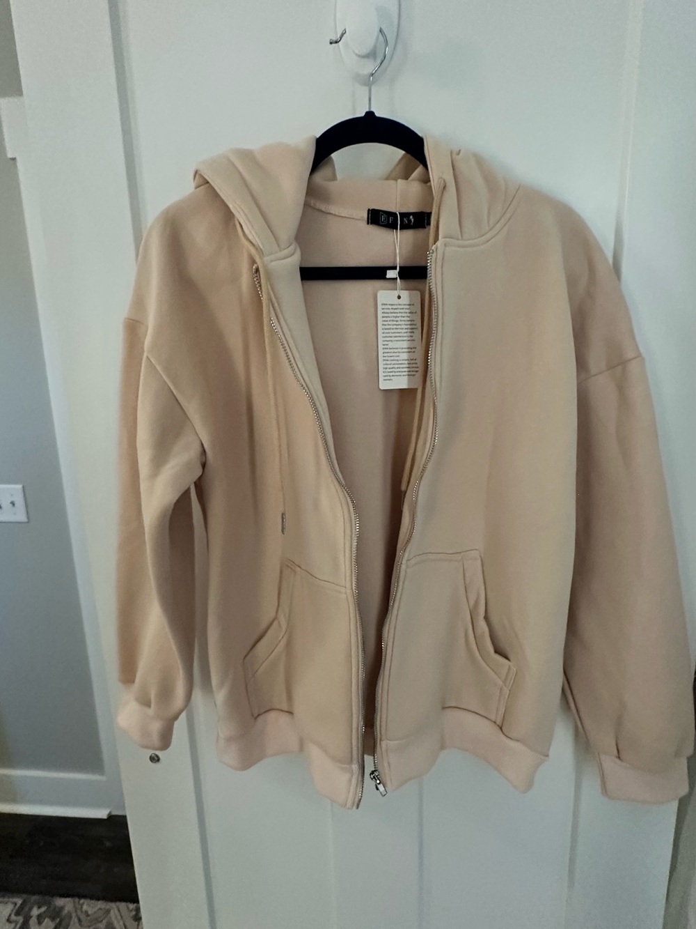 Minimalists Beige Zip-Up Hoodie Jacket - EFAN XS